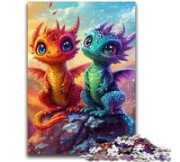 Rompecabezas para Adultos de 1000 Piezas Rainbow Dragon Baby, Juego de Preguntas y respuestas Toda la Familia, 50x75cm