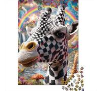 Rompecabezas para Adultos De 1000 Piezas Rainbow Fantasy Giraffe Rompecabezas para Adultos Juego De Ingenio Decoración del Hogar Cumpleaños 38x26cm/1000pcs
