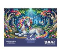 Rompecabezas para Adultos De 1000 Piezas Rainbow Unicorn Fantasy Forest Rompecabezas para Adultos Juego De Ingenio Decoración del Hogar Cumpleaños 70x50cm/1000pcs