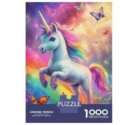 Rompecabezas para Adultos De 1000 Piezas Rainbow Unicorn with Butterflies Rompecabezas para Adultos Juguetes Antiestrés Decoración Actividades Divertidas En Casa 38x26cm/1000pcs