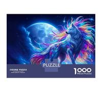 Rompecabezas para Adultos De 1000 Piezas Rainbow Wolf Under Moon Rompecabezas para Adultos Juguete Decoración De Pared Corte De Precisión 38x26cm/1000pcs
