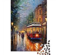 Rompecabezas para Adultos De 1000 Piezas Rainy City Street Scene-2 Rompecabezas para Adultos Juego Práctico Corte De Precisión 52x38cm/1000pcs