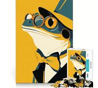 Rompecabezas para adultos de 1000 piezas Rana distinguida con sombrero de copa minimalista para decorar Un rompecabezas para ejercitar la mente Regalo para divertirse en casa Regalo o para aficionados