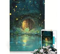 Rompecabezas para Adultos de 1000 Piezas Rana Junto a la Puerta de una casa en el Bosque, Juguetes para armar, desafiante de completar, colección de Artistas, Bellas Artes 38x52cm