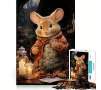 Rompecabezas para Adultos de 1000 Piezas Ratón con Tarro y Velas Juguete Intelectual Diversión Tranquila Corte preciso Lista de Deseos de Papá Noel (38x26cm)