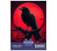 Rompecabezas para Adultos De 1000 Piezas Raven and Blood Moon Rompecabezas para Adultos Juego Familiar para La Diversión Familiar Regalo De Cumpleaños, Regalos, 70x50cm/1000pcs