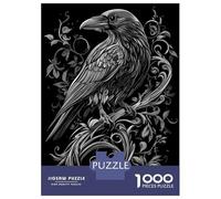 Rompecabezas para Adultos De 1000 Piezas Raven in Floral Design Rompecabezas para Adultos Juguetes Antiestrés Aliviador del Estrés Regalos De Cumpleaños Y Únicos 38x26cm/1000pcs