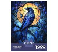 Rompecabezas para Adultos De 1000 Piezas Raven in Stained Glass Rompecabezas para Adultos Juego De Ingenio Análisis Y Lógica Cumpleaños Y Navidad 38x26cm/1000pcs