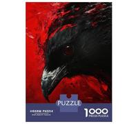 Rompecabezas para Adultos De 1000 Piezas Raven with Red Eyes Rompecabezas para Adultos Juego De Ingenio Una Obra De Arte Interacción Entre Padres E Hijos 52x38cm/1000pcs
