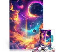 Rompecabezas para Adultos de 1000 Piezas Rayo Cósmico Neón Espacio Planetas Nubes Naturaleza Regalos de Juegos desafiantes Una Obra de Arte 52x38cm