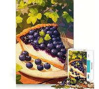 Rompecabezas para Adultos de 1000 Piezas Rebanada de Tarta de arándanos con Tenedor Decoración de Ajuste, Juego de Habilidad Mental,diversión Casual,decoración navideña 38x26cm