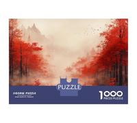 Rompecabezas para Adultos De 1000 Piezas Red Autumn Forest with Deer Rompecabezas para Adultos Juegos Divertidos para La Diversión Familiar Juego Desafiante Regalos 52x38cm/1000pcs