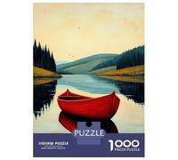 Rompecabezas para Adultos De 1000 Piezas Red Boat Reflection - Naïf Serene Lake Art Rompecabezas para Adultos Juego De Ingenio Análisis Y Lógica Cumpleaños Y Navidad 52x38cm/1000pcs