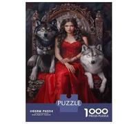 Rompecabezas para Adultos De 1000 Piezas Red Dress Queen Fantasy Art Print Rompecabezas para Adultos Juguete Decoración De Pared Difícil Regalos para Amigos Y Familiares 70x50cm/1000pcs