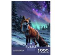 Rompecabezas para Adultos De 1000 Piezas Red Fox Northern Lights Rompecabezas para Adultos Juegos Relajantes Desafío Difícil Actividades Divertidas En Casa 52x38cm/1000pcs