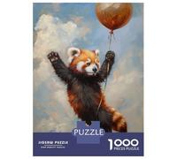 Rompecabezas para Adultos De 1000 Piezas Red Panda Balloon Flying Rompecabezas para Adultos Juguete Decoración De Pared Corte De Precisión 38x26cm/1000pcs