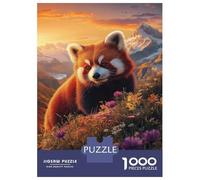 Rompecabezas para Adultos De 1000 Piezas Red Panda in Mountain Flowers Rompecabezas para Adolescentes Juego Práctico Decoración del Hogar 38x26cm/1000pcs