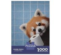 Rompecabezas para Adultos De 1000 Piezas Red Panda with Toilet Paper Are You Pooping Rompecabezas para Adultos Juegos Relajantes Desafío Difícil Regalo De Cumpleaños, Regalos, 70x50cm/1000pcs
