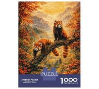 Rompecabezas para Adultos De 1000 Piezas Red Pandas in Autumn Forest Rompecabezas Juguetes Antiestrés, Divertidos Y Humorísticos Regalos para Reducir El Estrés 52x38cm/1000pcs
