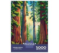 Rompecabezas para Adultos De 1000 Piezas Redwood National Park Illustration Rompecabezas Juego De Ingenio Regalos para Mujeres Regalos De Juegos Desafiantes 52x38cm/1000pcs