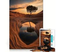 Rompecabezas para Adultos de 1000 Piezas Reflejo de árbol en Estanque del Desierto, diseño de Bordes Finos, Juego cognitivo, Juguete Relajante, decoración navideña para Pared (38x52cm)