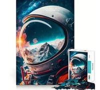 Rompecabezas para Adultos de 1000 Piezas Reflejo de Astronauta,Arte de Corte preciso,Juego para ejercitar la Mente,Tiempo de Juego Relajante,Regalo de Arte navideño (50x75cm)