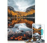 Rompecabezas para Adultos de 1000 Piezas,Reflejo de Lago otoñal,decoración de Ajuste Limpio,Juego para ejercitar la Mente,Juego Acogedor,Regalo de cumpleaños (50x75cm)