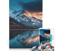Rompecabezas para Adultos de 1000 Piezas Reflejo de una montaña Nevada en un Lago Juegos relajantes y Actividades Divertidas para Hacer en casa Incluye póster y Hoja de Preguntas a Juego 50x75cm