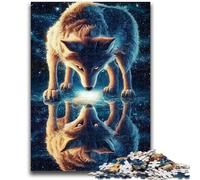 Rompecabezas para Adultos de 1000 Piezas, Reflejo del Lobo, Alivia el estrés, Desafío difícil, Mejora el Amor en Pareja, 50x75cm