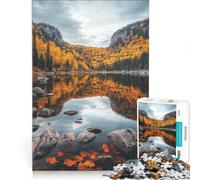 Rompecabezas para Adultos de 1000 Piezas: Reflejo en un Lago otoñal Juegos relajantes, decoración Perfecta, cumpleaños y Navidad 38x26cm