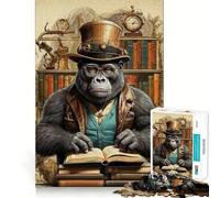 Rompecabezas para Adultos de 1000 Piezas Regreso a la Escuela de gorilas,Juego de Corte Premium,diversión concentrada,Juego Divertido,Tiempo Libre, (38x52cm)