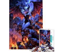 Rompecabezas para Adultos de 1000 Piezas Reina Demonio Lilith con su ejército Rompecabezas para Adultos Juguetes de Bricolaje Corte de precisión cumpleaños y Navidad (tamaño 38x26cm)