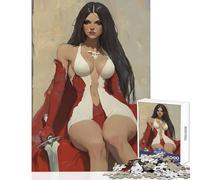 Rompecabezas para Adultos de 1000 Piezas: Reina Guerrera de Rojo Juguete Educativo Obra de Arte Regalo Juego Educativo con póster a Juego y Hoja de Trivia tamaño 38x26cm