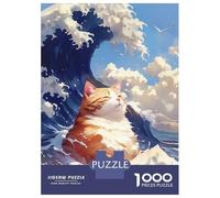 Rompecabezas para Adultos De 1000 Piezas Relaxing Orange Wave Cat Rompecabezas para Adultos Juego Familiar Análisis Y Desafío Educativo De Lógica 52x38cm/1000pcs