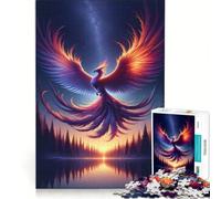 Rompecabezas para Adultos de 1000 Piezas Resurgimiento del Fénix Místico en el Crepúsculo Juegos Familiares decoración de Pared con Piezas de Formas aleatorias Que encajan Perfectamente 38x26cm