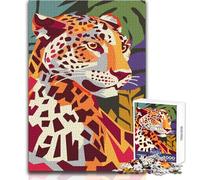 Rompecabezas para Adultos de 1000 Piezas: Retrato Abstracto de Leopardo en la Jungla Juego Educativo Familiar Una Obra de Arte Regalo para cumpleaños Tamaño 50x75cm