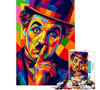 Rompecabezas para Adultos de 1000 Piezas Retrato Colorido de Charlie Chaplin Estilo Pop Art desafío Educativo para la diversión Familiar Juegos Divertidos para Mayores de 14 años 50x75cm