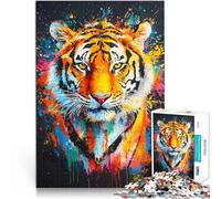 Rompecabezas para Adultos de 1000 Piezas Retrato Colorido de un Tigre Juegos de relajación Trato como Regalo para Toda la Familia 38x26cm