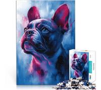 Rompecabezas para Adultos de 1000 Piezas Retrato de Bulldog francés Desafío difícil para aliviar el estrés Mejorar la Memoria 38x26cm