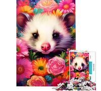 Rompecabezas para Adultos de 1000 Piezas Retrato de Flores de zarigüeya Juguetes educativos Juegos Familiares Regalos de Amigo Invisible (tamaño 38x52cm)