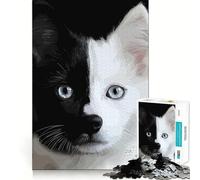 Rompecabezas para Adultos de 1000 Piezas,Retrato de Gatito en Blanco y Negro,diseño de Corte Fino,Entrenamiento Mental,diversión para Relajarse,Juego artístico de cumpleaños (38x52cm)