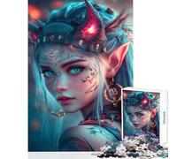 Rompecabezas para Adultos de 1000 Piezas Retrato de Guerrero Elfo Juguetes antiestrés Grandes Regalos y Juguetes Juegos educativos interacción Entre Padres e Hijos tamaño 50x75cm