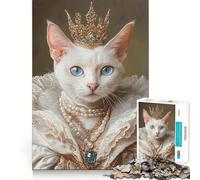 Rompecabezas para Adultos de 1000 Piezas,Retrato de la Reina Gata,Ajuste, Arte,Juego de Habilidad Mental,Tiempo de Descanso,Juego de cumpleaños,Arte,Juego (38x52cm)