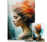 Rompecabezas para Adultos de 1000 Piezas,Retrato de Mujer en otoño,decoración de Ajuste Limpio,desafío Mental,Juguete para Momentos de Ocio,Regalo de cumpleaños artístico (50x75cm)