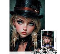 Rompecabezas para Adultos de 1000 Piezas Retrato de Mujer Steampunk Juguetes de Bricolaje Obra de Arte Regalo para Juego Educativo Mejora del Amor en Pareja tamaño 38x52cm