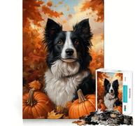 Rompecabezas para Adultos de 1000 Piezas Retrato de Perro otoñal con Calabazas Juego de lógica de Ajuste preciso Juguete Divertido y fácil de Usar (50x75cm)