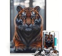 Rompecabezas para Adultos de 1000 Piezas Retrato de un majestuoso Tigre en un Entorno Forestal Decoración de Pared para niños Ideal para la diversión Familiar Toda la Familia