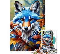 Rompecabezas para Adultos de 1000 Piezas Retrato de Zorro Azul con Hojas de otoño Rompecabezas de 1000 Piezas para decoración del hogar Juguetes de Corte preciso cumpleaños