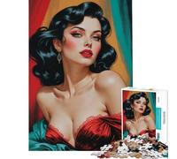 Rompecabezas para Adultos de 1000 Piezas Retrato glamuroso de una Morena Pin-up Juegos relajantes Juguetes educativos Regalo para cumpleaños Divertido y con Humor (tamaño 50x75cm)