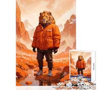 Rompecabezas para Adultos de 1000 Piezas Retrato Surrealista de un león Humano Juguete Educativo Regalos geniales y Juegos educativos interacción Entre Padres e Hijos tamaño 38x52cm